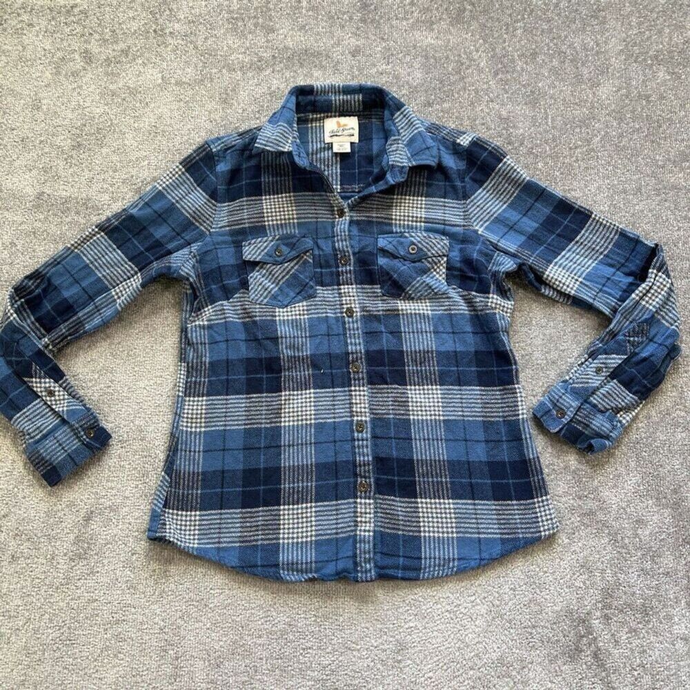 Field & Stream Women’s Flannel Button Up Shirt Blue Collared Size Medium Outdoor